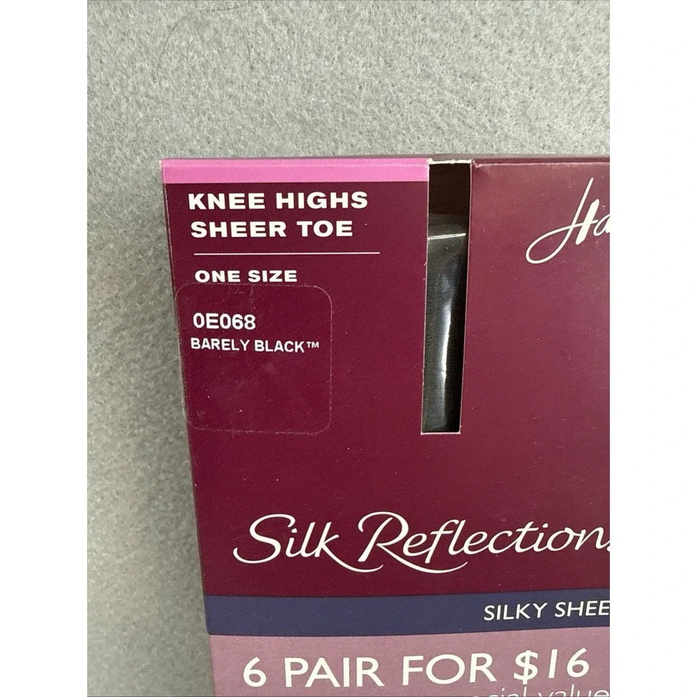 hanes silk reflections knee highs 6 Pack 0E068 Barely Black P24